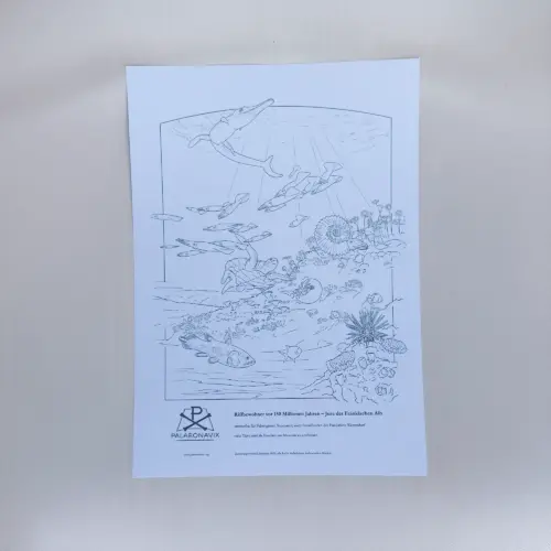 Ausmalbogen „Jura-Meer“ – kostenlos zur Bestellung